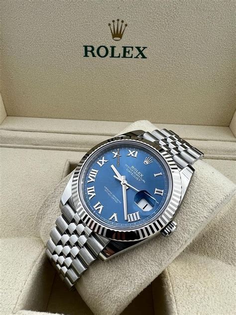 rolex datejust 41 azzuro blue|Rolex Datejust 41 blue motif.